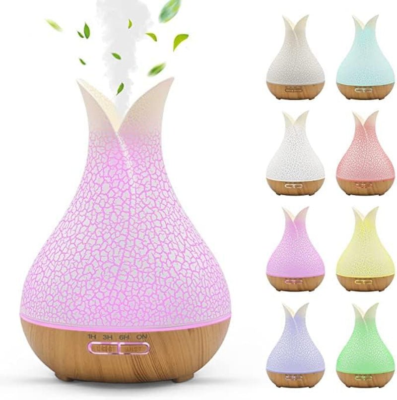 500ML Essential Oil Diffuser with 10 Essential Oils Gift Set, Aromatherapy Diffuser Humidifier with 2 Mist Mode 4 Timers＆ 7 Ambient Light Waterless Auto off for Large Room Home Office - The Wellness Shop London