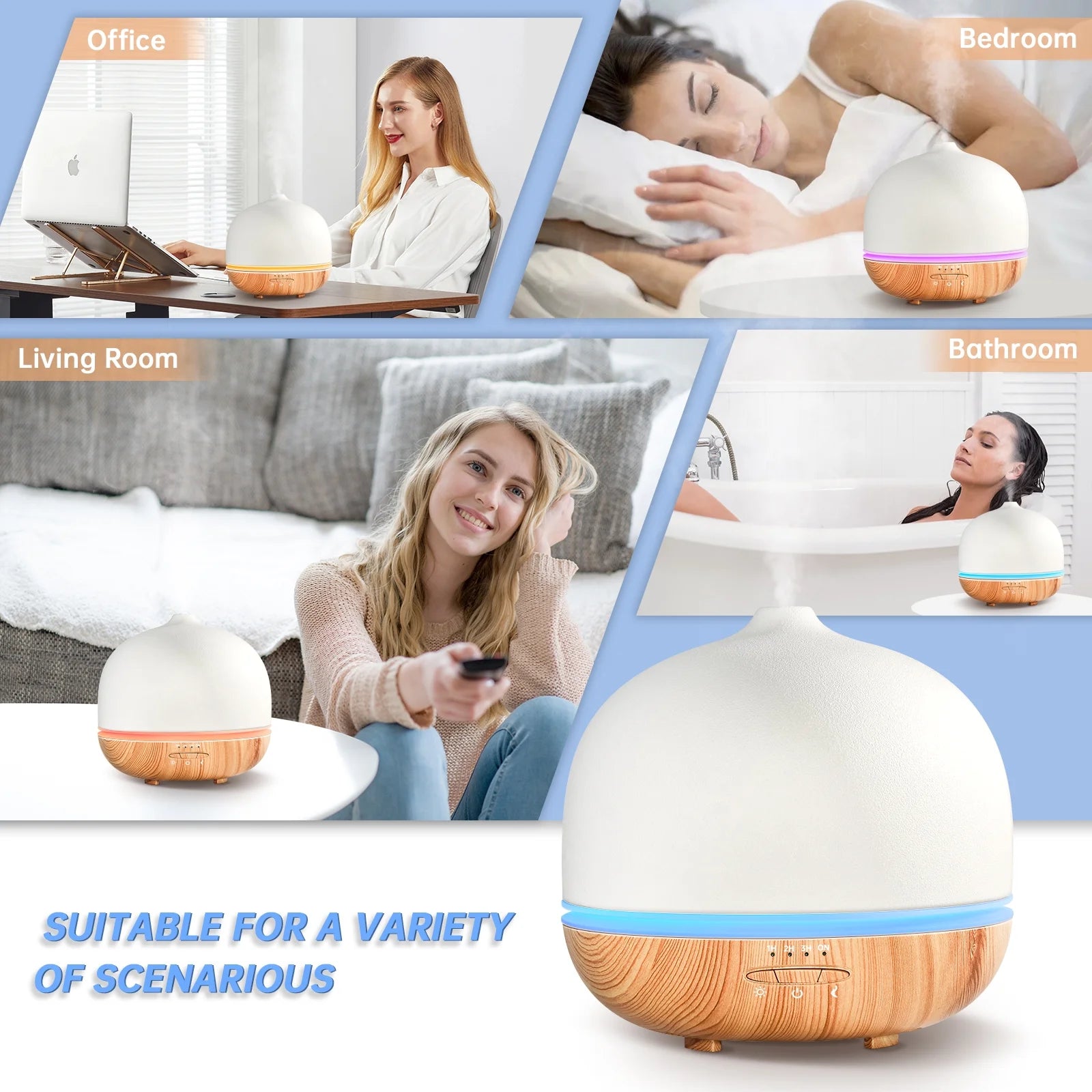 500ml Ceramic Essential Oil Diffuser – Cool Mist & LED Lights - The Wellness Shop London